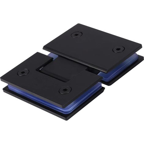 CSPARKV Rahmenlose Glastürscharniere, Ersatzteile mit Montagematerial, Edelstahl-Badezimmertürklemme für 3/8 Zoll bis 1/2 Zoll Glas, schwarz (1 x Scharniere 180°)
