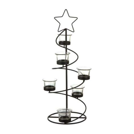 Kerzenständer - Weihnachtsbaum - Schwarz - 47x17cm
