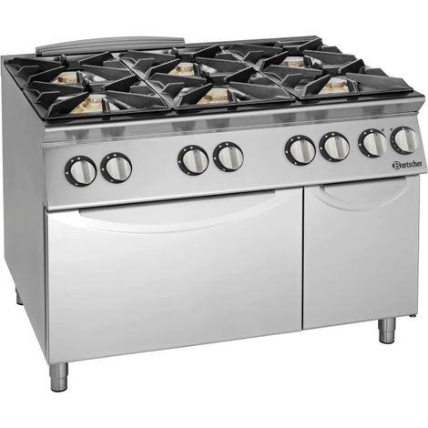 Fourneau à gaz PRO 6 brûleurs sur four électrique GN 2/1, 48 000 W, GAZ - 400 V