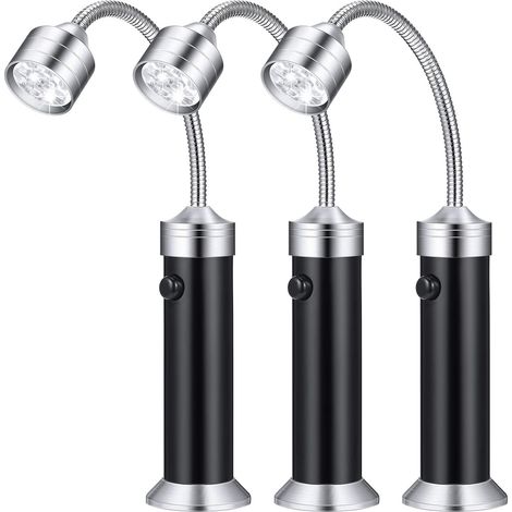 Lot de 3 lampes de barbecue LED à base magnétique, orientables et dotées d'un bras articulé à 360°, pour grillades et barbecues en extérieur, noires.-AquaForge (1/5)