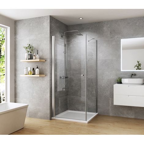 Heilmetz Duschkabine 90x90 cm Duschabtrennung Duschtür Pendeltür mit Seitenwand Dusche Schwingtür Duschwand 6mm Sicherheitsglas mit Nano Beschichtung Höhe 185cm (1/5)