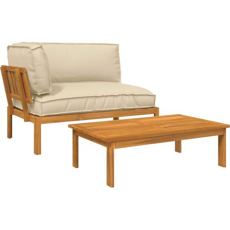 Sofa Set with Cushion Plain 2 pcs Beige Solid Acacia Wood vidaXL (1/5)