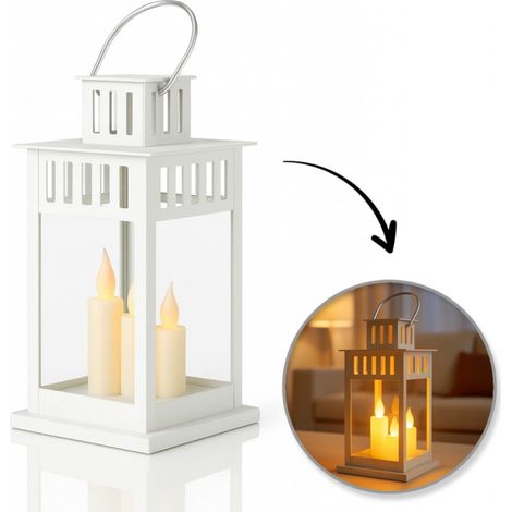 Lanterna decorativa a LED, effetto candela, 8x15 cm, bianca, decorazione per la casa (1/3)