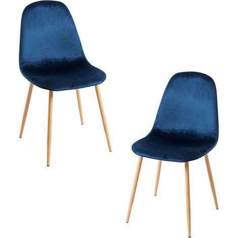 Packs Sillas Comedor - Pack 2 Sillas Teok Terciopelo - Azul medio (1/5)