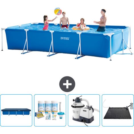 Intex-Schwimmbecken mit rechteckigem Rahmen – 450 x 220 x 84 cm – Blau – im Lieferumfang enthalten Accessoire CB62