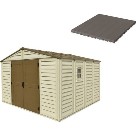 Pavimento per Casetta Box da Giardino 325x319x233 cm in Plastica Grigio