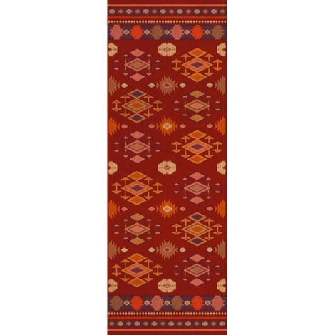 Papier peint panoramique ethnique rouge & orange | Tapisserie panoramique orientale à motif pour chambre | Papier peint panoramique salon & couloir - 280 x 100 cm (1 pièce) (1/2)