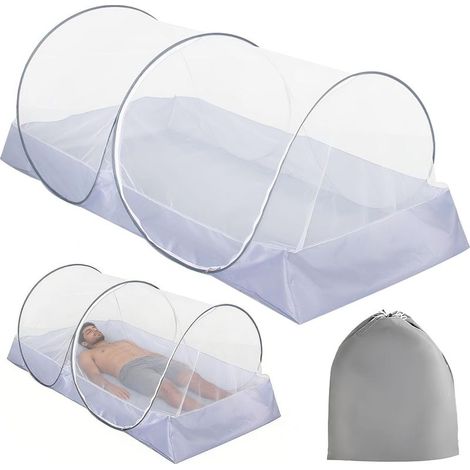 Moustiquaire Lit 1 Place, Tente Moustiquaire, Pliable, Anti-Moustiques et Anti-Insectes, Portable, Moustiquaire Autoportante pour Voyage, Lit, Camping, Extérieur, 200x100x73 cm (1/5)