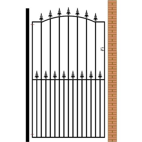 Saxon Spear Top Tall Bow Top Single Gate - Solid Steel - Fits Gap of 1220 mm x 1990 mm High - Electro Galv./Black Powder Coated