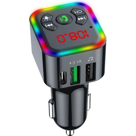 F10 Auto-MP3-Player mit Bluetooth-Empfänger, USB-Stick, Ambientebeleuchtung und Zigarettenanzünder – Schwarz (1/3)