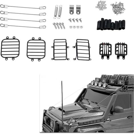 Eosnow Coque de protection pour feu avant et arrière en métal, corde en acier pour voiture RC, Compatible avec TRX-4 TRX-6 4X4 6X6 G63 G500