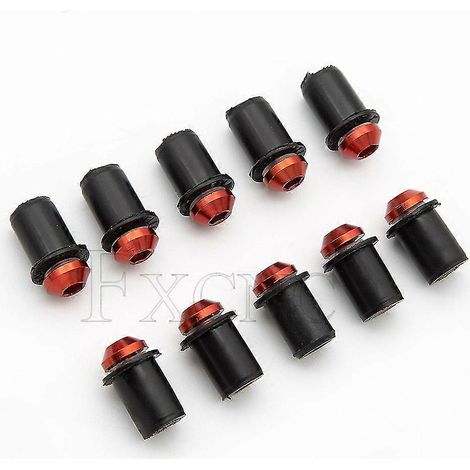 Kit de fixation universel de pare-brise moto 5 mm (vis, boulons et écrous) pour Yamaha R1 R6 R3 FZ1 FZ6 FZ16 R125 XJ6 - rouge (1/5)