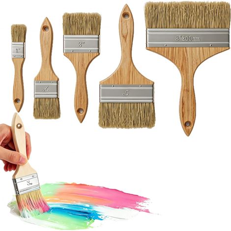 5Pcs Pinceaux Plats Largeur 23/53/73/115/175 mm pour Peinture Vernis Bois (1/5)