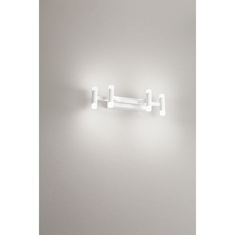Applique murale LED moderne en métal blanc mat 24W 3000K, design géométrique élégant pour éclairage d'intérieur minimaliste de la marque Perenz.