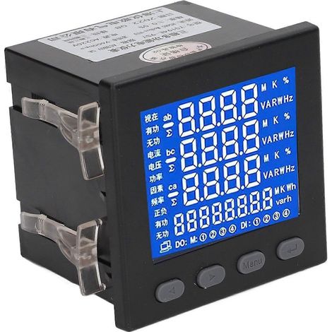 Schwarzer 3-Phasen-Stromzähler mit LCD-Display, multifunktional, flammhemmendes Gehäuse, Energiezähler AC220V