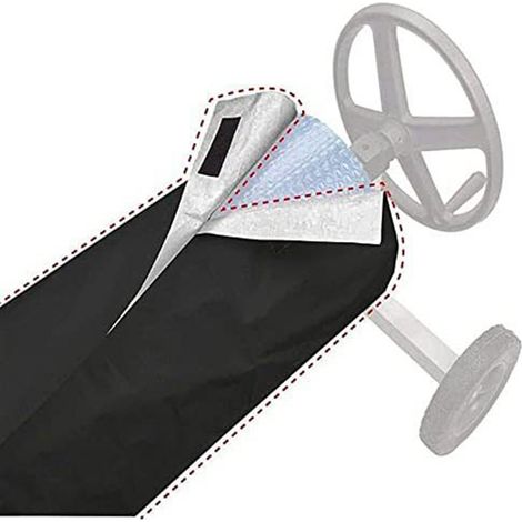 Lntyq Housse de Protection imperméable pour Enrouleur de Piscine, pour Jardin, terrasse, Piscine, Taille 490 x 96 cm, Universelle pour Toutes Les Saisons, Noire (1/3)