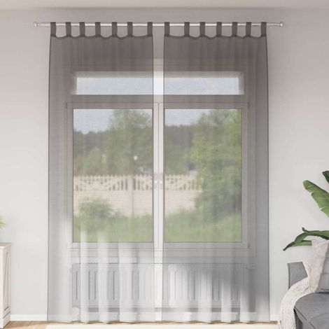 Voile Vorhänge mit Schlaufen 2 Stk. Dunkelgrau 140x260 cm