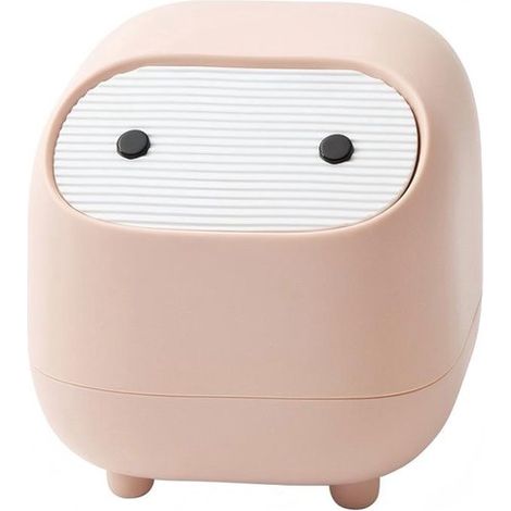 Mini poubelle de bureau avec couvercle, poubelle de voiture et de chambre, compacte, à poussoir, rose (1/5)