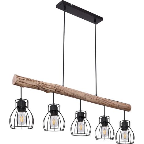 Globo - lámpara colgante - Mina - natural negro - madera metal - (1/5)