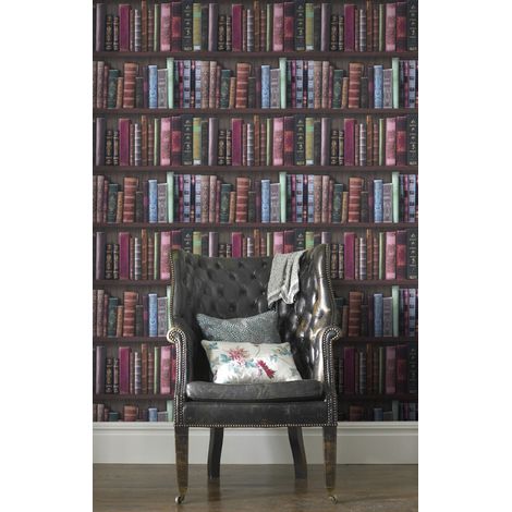 Papier peint intissé Livres 1005 x 52cm – Motif décoratif bibliothèque – Résistant à la lumière – Application facile sans table à tapisser – Superfresco Easy (1/4)