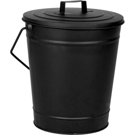 Ash Bucket Steel Coal Wood Log Kindling Scuttle Fireplace Accessory, Black (1/3)
