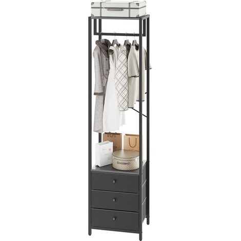 Garment Rack with Hanging Rod and Non-woven Drawer, Freestanding Tall Closet Organizer, Industrial Coat Rack for Hallway, Bedroom & Living Room Storage (1/5)