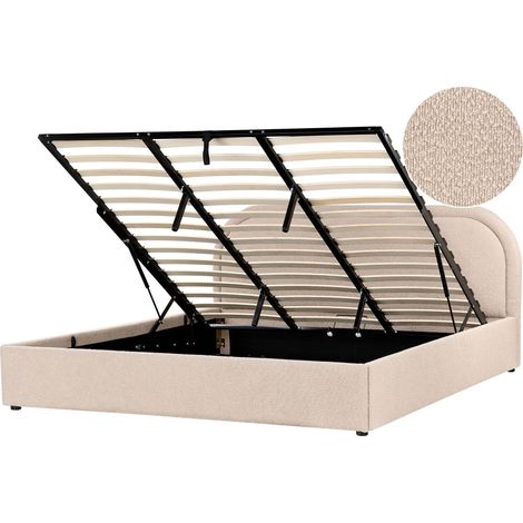 Ottoman Bed Boucle QUILLIEN 180 x 200 cm (EU Super King) Beige