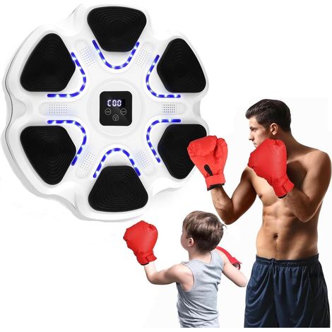 Machine de Boxe Musicale, Music Boxing Machine Bluetooth avec 2 Paires de Gants, Music Boxeur électroniqu LED, 9 Modes de Vitesse, Boxe Mural Musique pour Exercices pour Adultes et Enfants