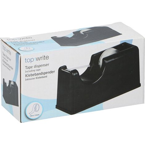 TOPWRITE Dérouleur de ruban adhésif avec rouleau inclus 12 mm x 18 m (1/2)