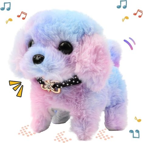 Chiot interactif en peluche arc-en-ciel qui aboie et remue la queue, hochet la tête, jouet éducatif doux pour Pâques et Noël, 7 pouces (1/5)
