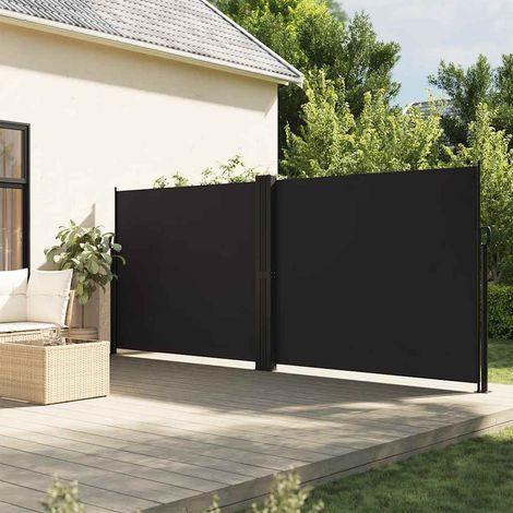 vidaXL Retractable Side Awning Black 180x600 cm