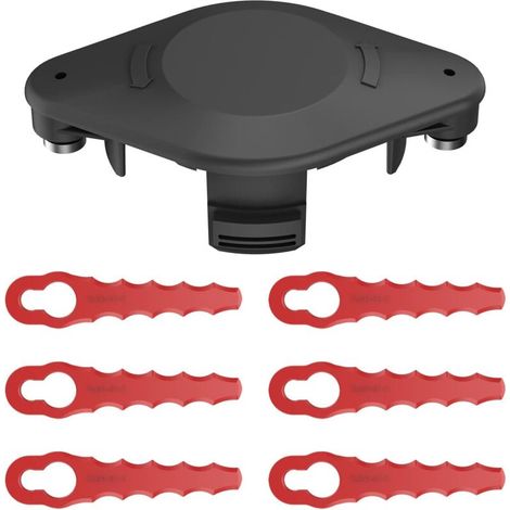 TLBR-01-1 Tête Double Lames Dentelées (+6 Lames) pour Coupe-Bordures, Dresse-Bordures - Spéciale Herbes Hautes/Épaisses Compatibles Black+Decker Recharge et Bobine de Fil A6481 A6485 AF-100 (1/5)