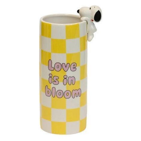 BLOGO Vaso in Ceramica con Statuetta 3D "Snoopy Love is in Bloom" - Giallo