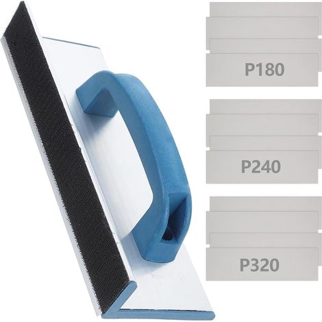 Levigatrice angolare con 12 fogli di carta abrasiva grana 180/240/320, levigatrice angolare per cartongesso, utensile manuale per levigatura, utensile per levigatura del legno per la lavorazione del l (1/5)