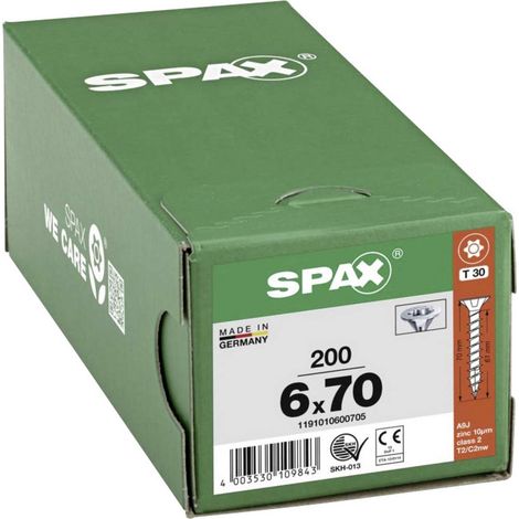 SPAX 1191010600705 Vite da legno 6 mm 70 mm T-STAR plus Acciaio WIROX 200 pz. (1/4)