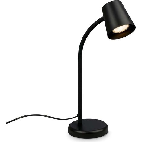 1 Lampe de chevet orientable, interrupteur à câble, douille GU10, noir, pour bureau et lecture (1/5)