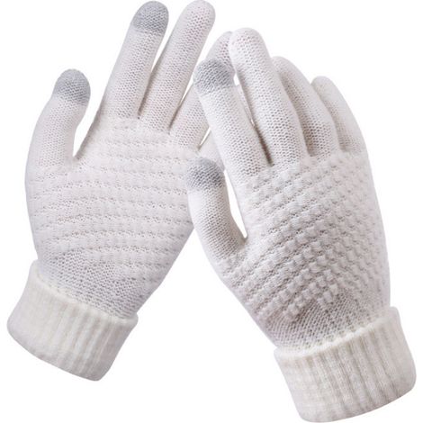 Gants d'hiver chauds et antidérapants, mitaines en tricot synthétique (1/5)