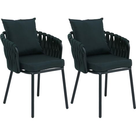 Lot de 2 chaises de salle à manger en aluminium HWC-P89, chaise d'intérieur avec accoudoirs, tissu/t (1/4)