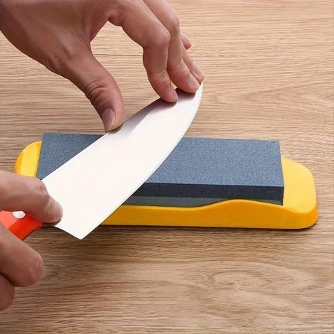 Pierre à aiguiser double face, grain 400 haute dureté aiguiseur de couteaux avec base antidérapante en bambou et guide d'angle, outil d'affûtage de qualité professionnelle pour cuisine, maison et (1/5)