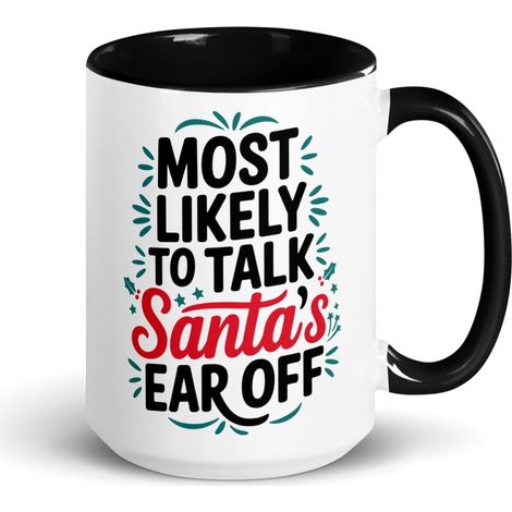 Tasse De Noël - Céramique - 15 Oz - Intérieur Couleur - Bord Et Poignée Colorés - Pour Café Ou Thé - 1 Pièce (1/3)