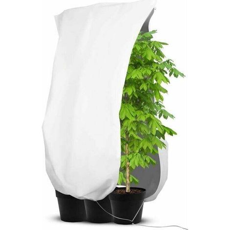 Housse de protection pour plantes d'hiver, Housse d’Hivernage pour plantes de jardin éutilisable, Housse Hivernage Plante avec fermeture éclair et cordon de serrage - Blanc - 1 Pack 120 x 180cm (1/4)
