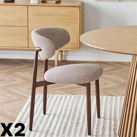 Chaise de salle à manger sable pieds effet bois foncé (lot de 2) AMSTERDAM (1/5)