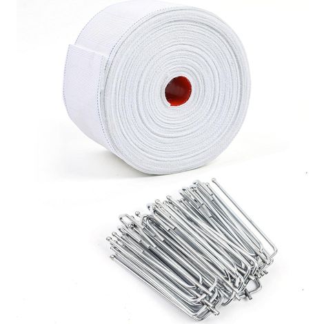 (6 Meter Stoffband + 15 Haken) Gardinenhaken, Stoffband, weiße Baumwollstreifen, Gardinenzubehör und -borten (1/5)