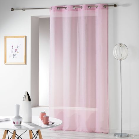 Voilage à Œillets Grande Hauteur 140 x 280 cm – Étamine Crash Telma Rose (1/3)