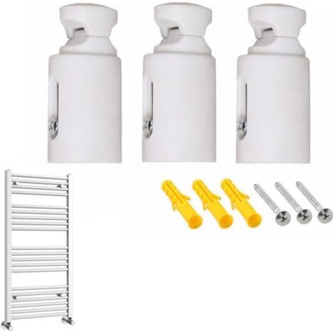 Support mural blanc pour radiateur porte-serviettes, installation réglable, verticale ou incurvée. (1/3)