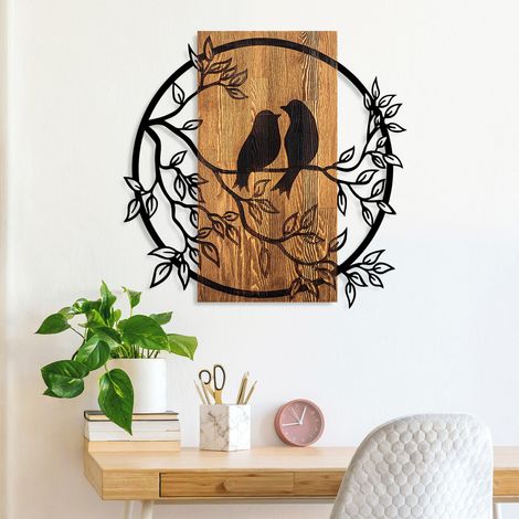 Wandbild Mitisada, Metallrahmen, Rahmenfarbe Braun, Holzoptik, 57x59h cm Schwarz (1/3)