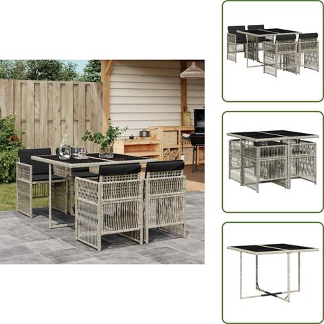 Cuscini da giardino - vidaXL Set Pranzo da Giardino 5pz con Cuscini Grigio Chiaro Polyrattan - Arredamento da esterno