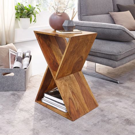 Table basse en forme de X 43x30x60 cm en bois de sheesham
