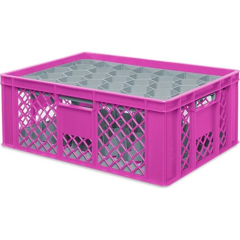 BRB Gläserkiste 600x400 mm für 15, 24, 33 oder 40 Gläser, farbig (Pink, für 33 Gläser Ø 75 mm, Glashöhe max 205 mm)