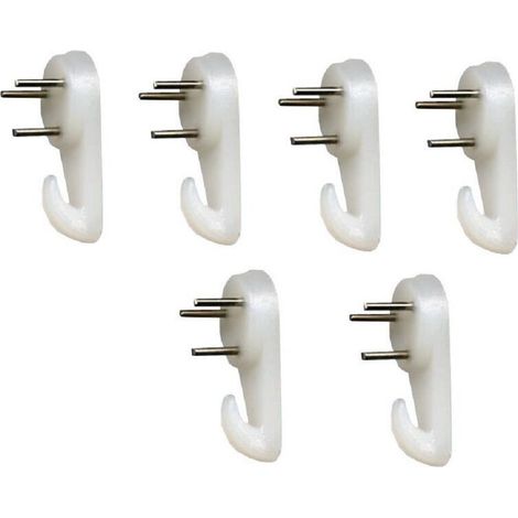 TrAdE Shop Traesio - Set 6 Pezzi Ganci Gancio Per Quadri Quadro Da Parete In Nylon Con Chiodini 3 Cm -